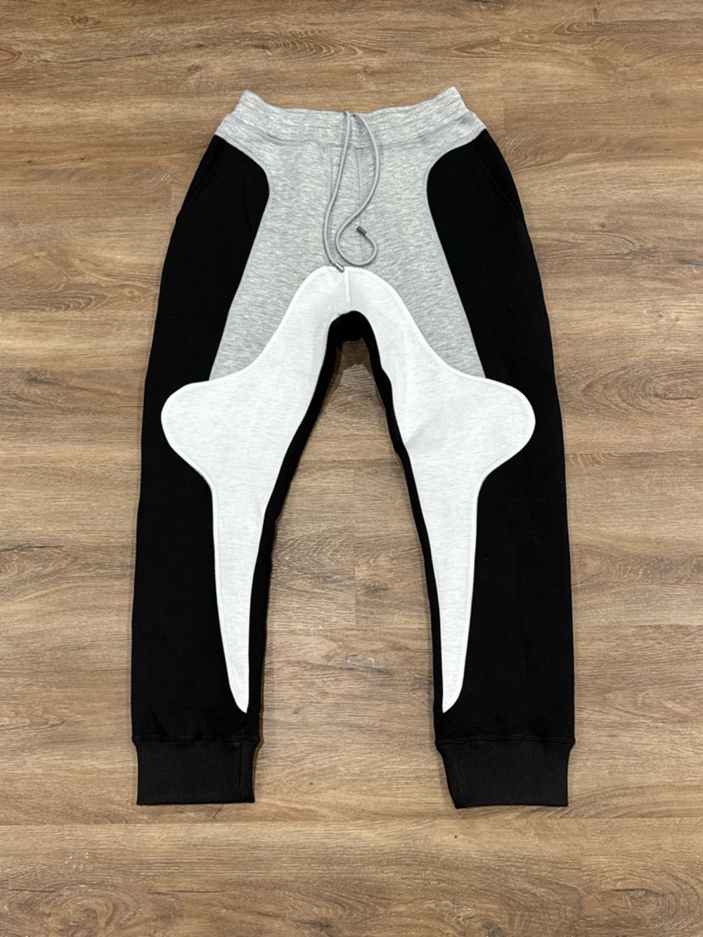Neil Barrett Black and Light Gray Sculptural Colorblock Joggers